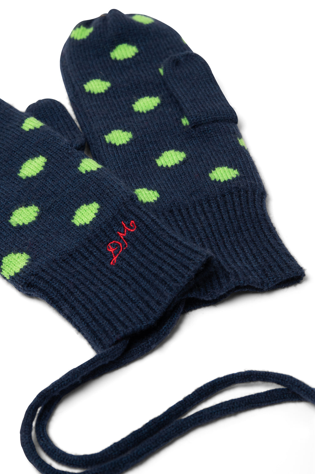 Cable String Mittens Charcoal/Lime Spot