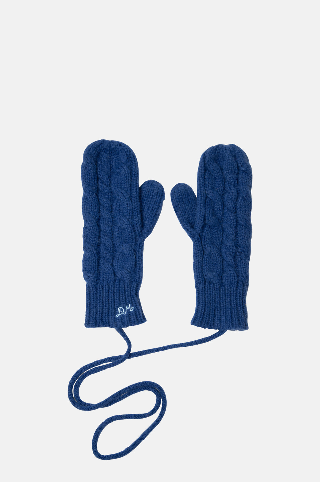 Damson Madder Cable String Mittens Cobalt Blue.