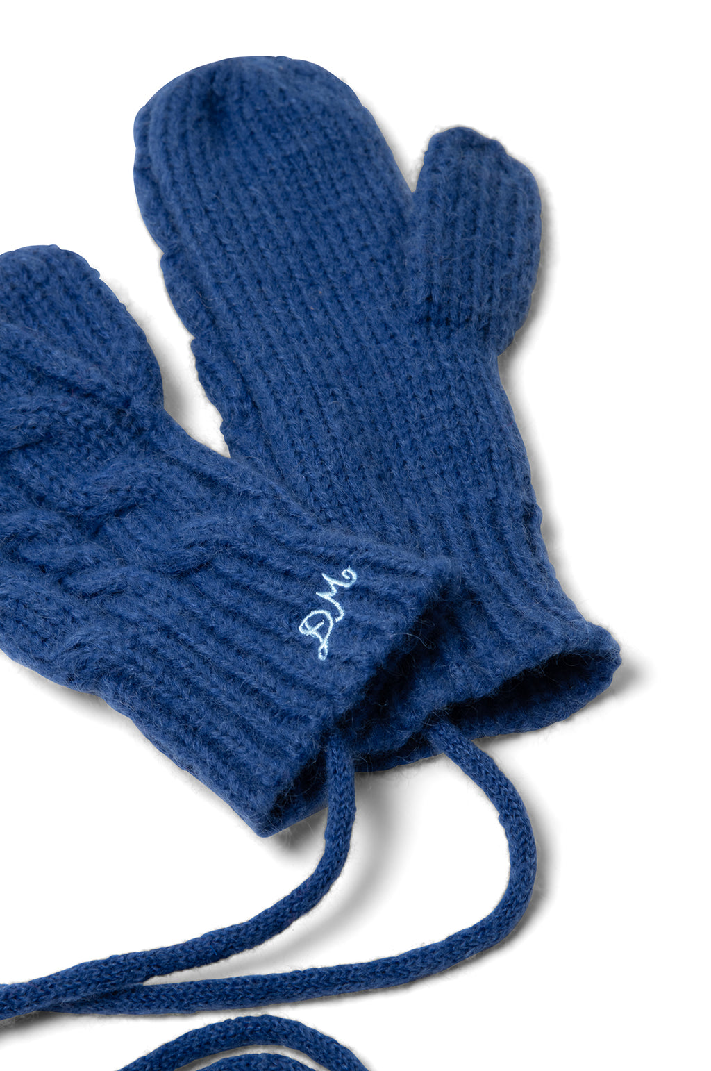 Cable String Mittens Cobalt Blue