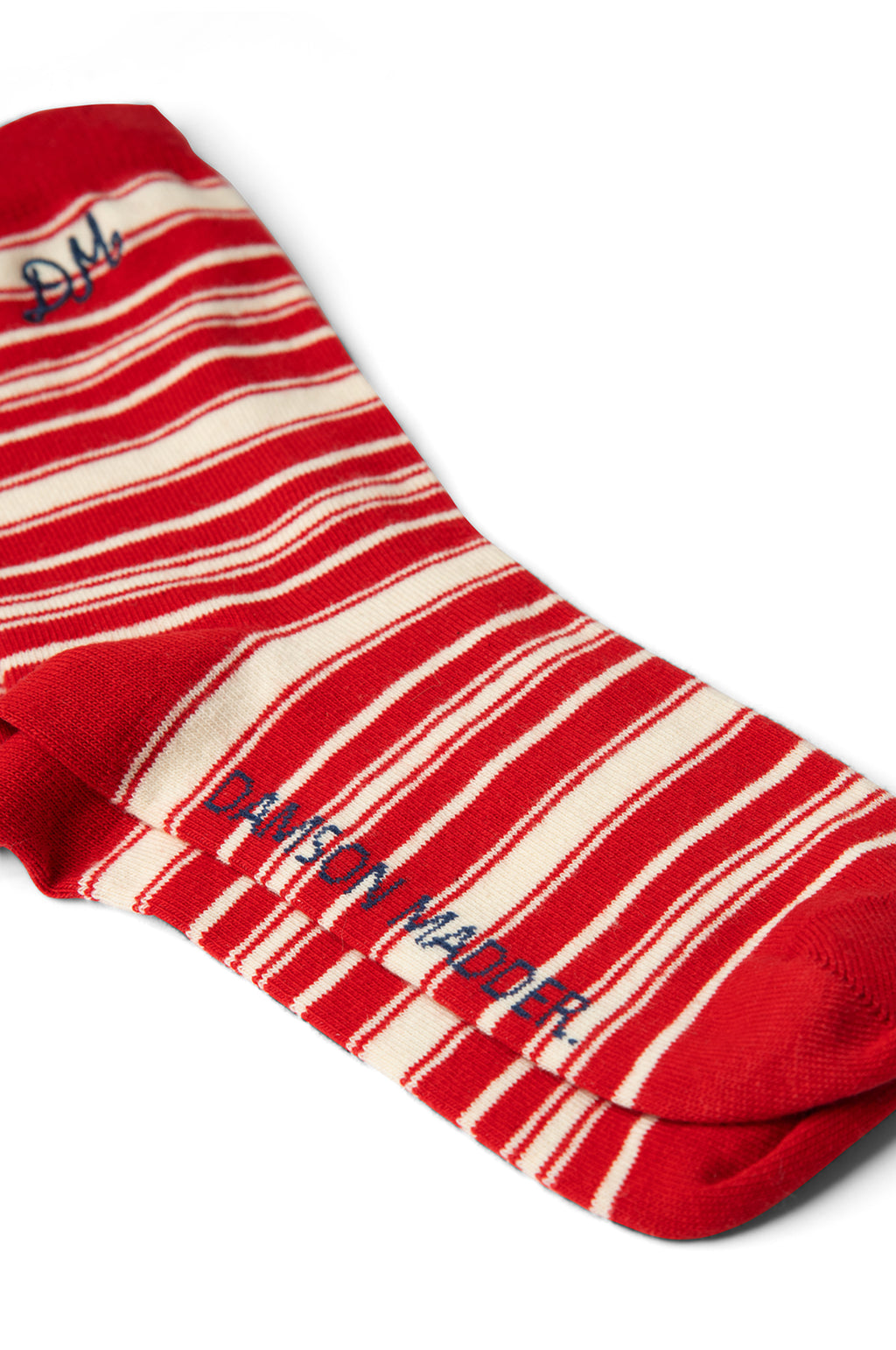 Calf Length Socks Cream & Red Stripe