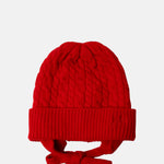 Damson Madder Cashmere Mix Turn Up Tie Beanie Red.