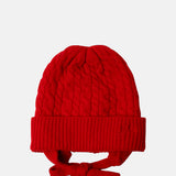 Damson Madder Cashmere Mix Turn Up Tie Beanie Red.