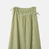Damson Madder Caspia Volume Midi Skirt Basil Stripe.