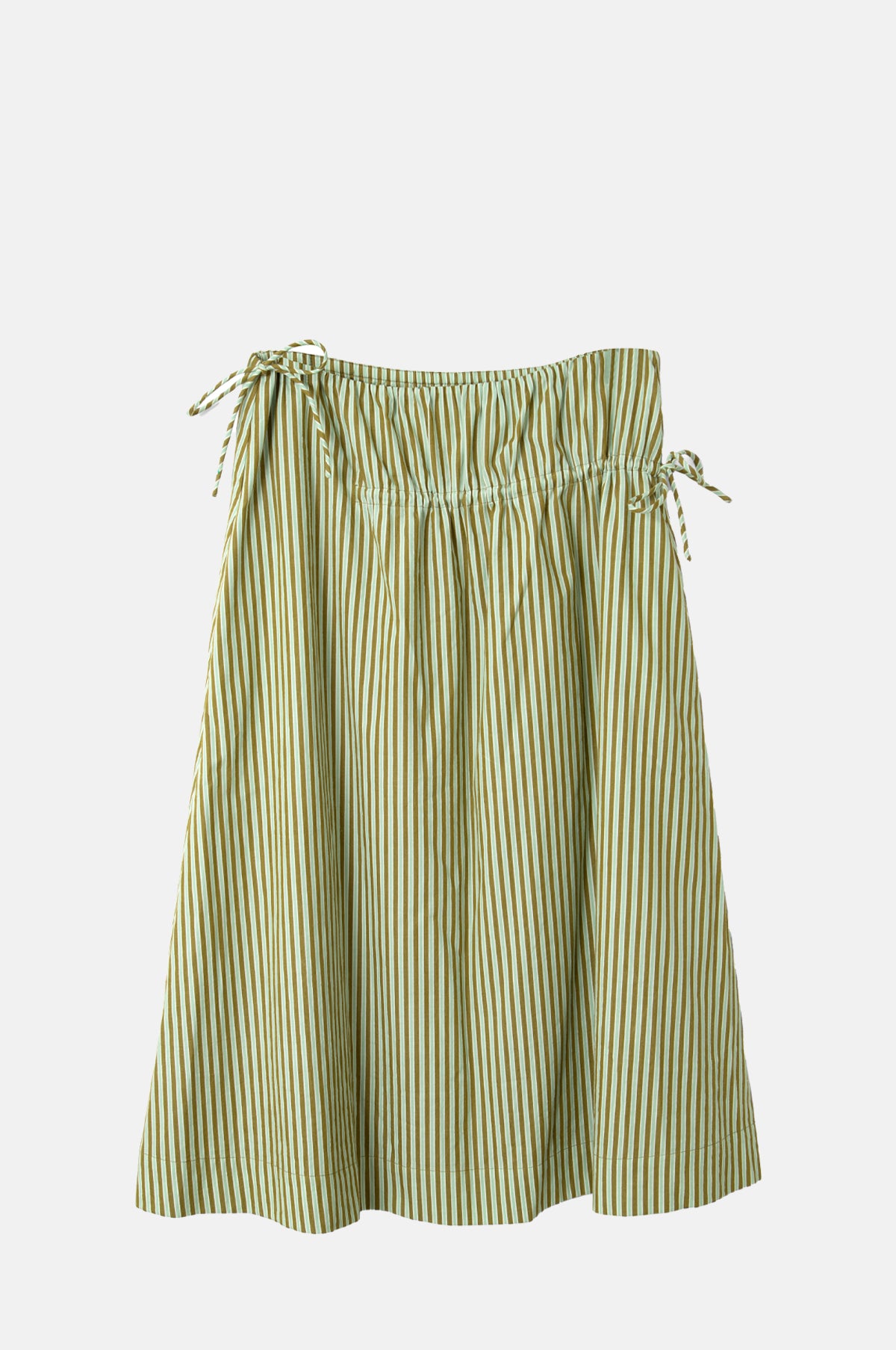 Damson Madder Caspia Volume Midi Skirt Basil Stripe.