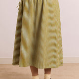 Caspia Volume Midi Skirt Basil Stripe