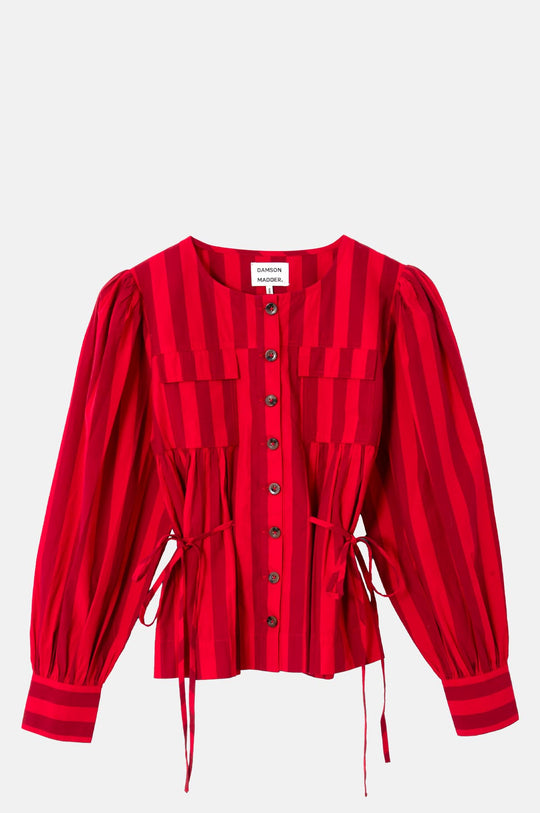 Charlize Blouse Red Burg Stripe
