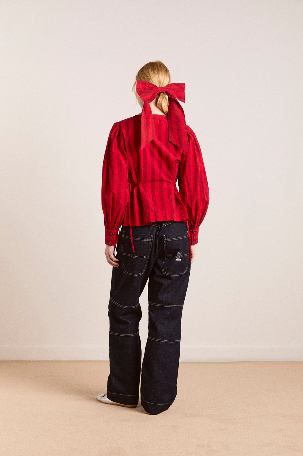 Charlize Blouse Red Burg Stripe