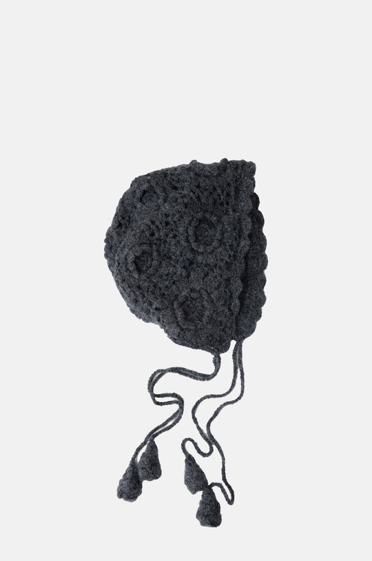 Crochet Bonnet Charcoal Marl