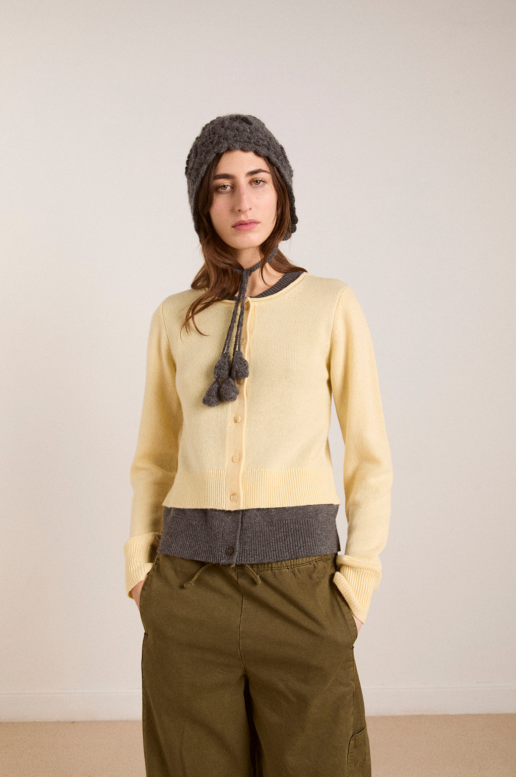 Crochet Bonnet Charcoal Marl