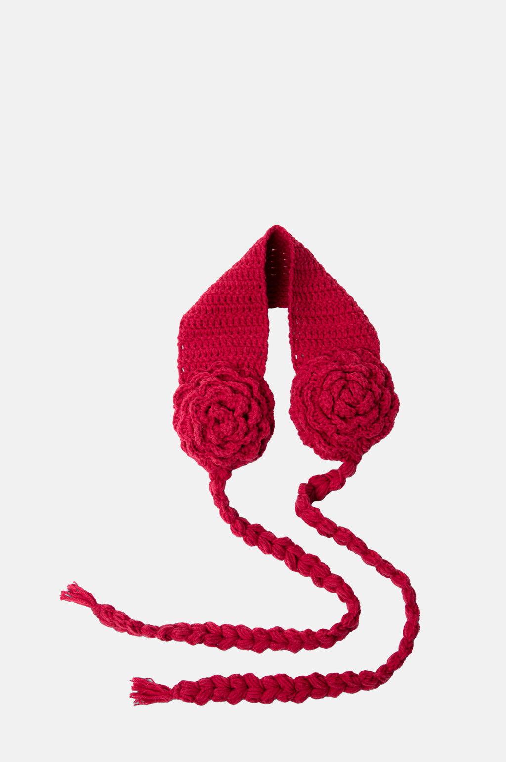 Damson Madder Crochet Earmuffs Red.
