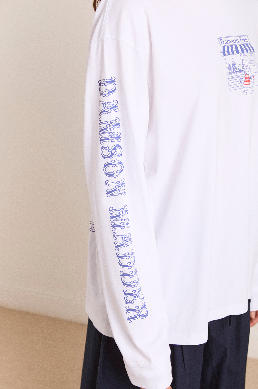 Damson Deli LS Tee White