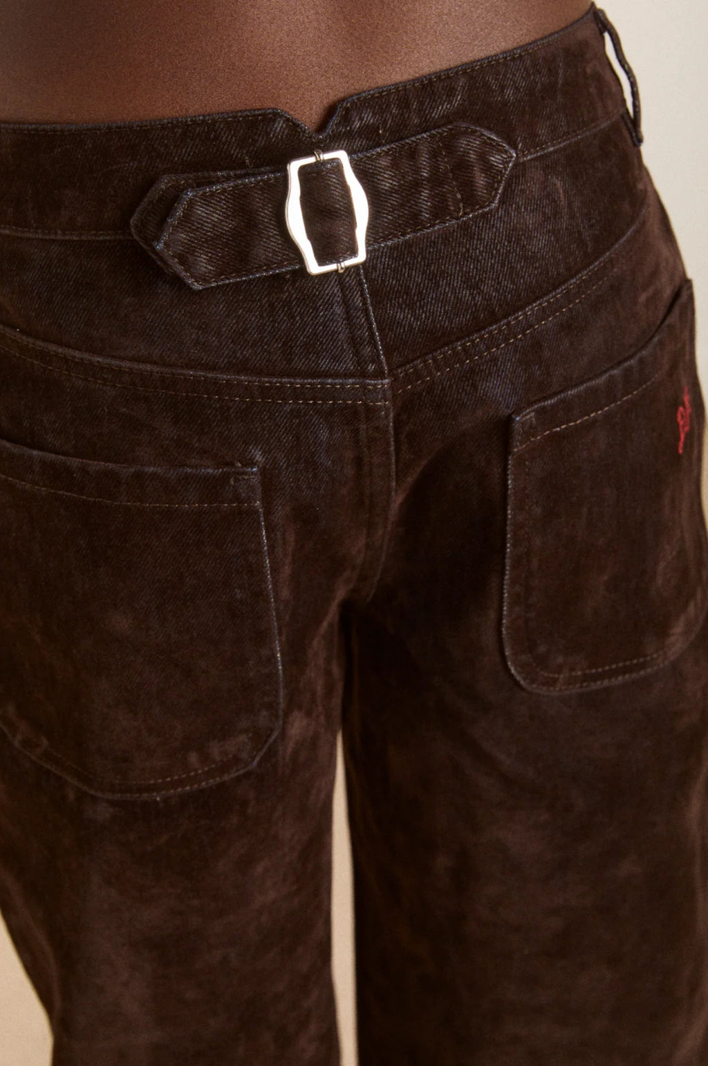 Drew Flocked Denim Jeans Bitter Choc