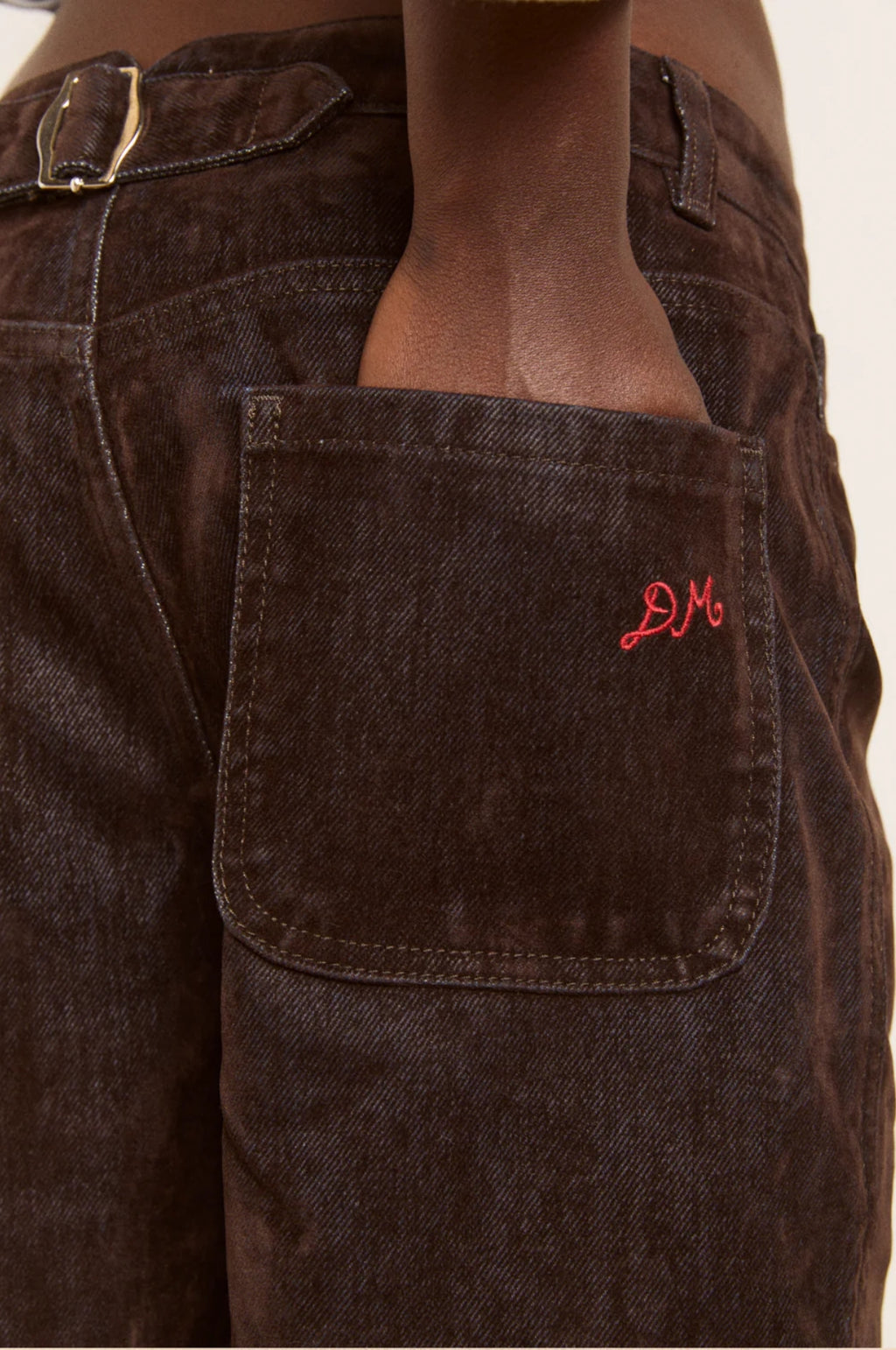 Drew Flocked Denim Jeans Bitter Choc