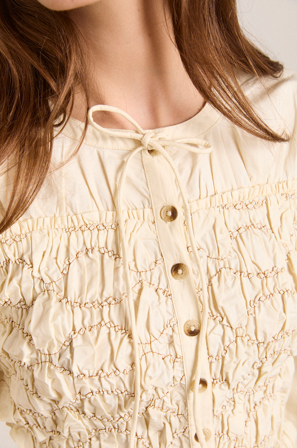 Elliana Smocked Cardi Butter