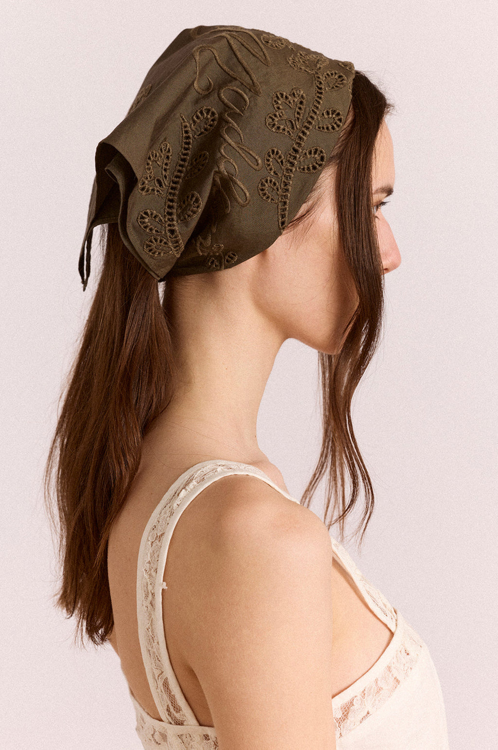 Embroidered Headscarf Khaki