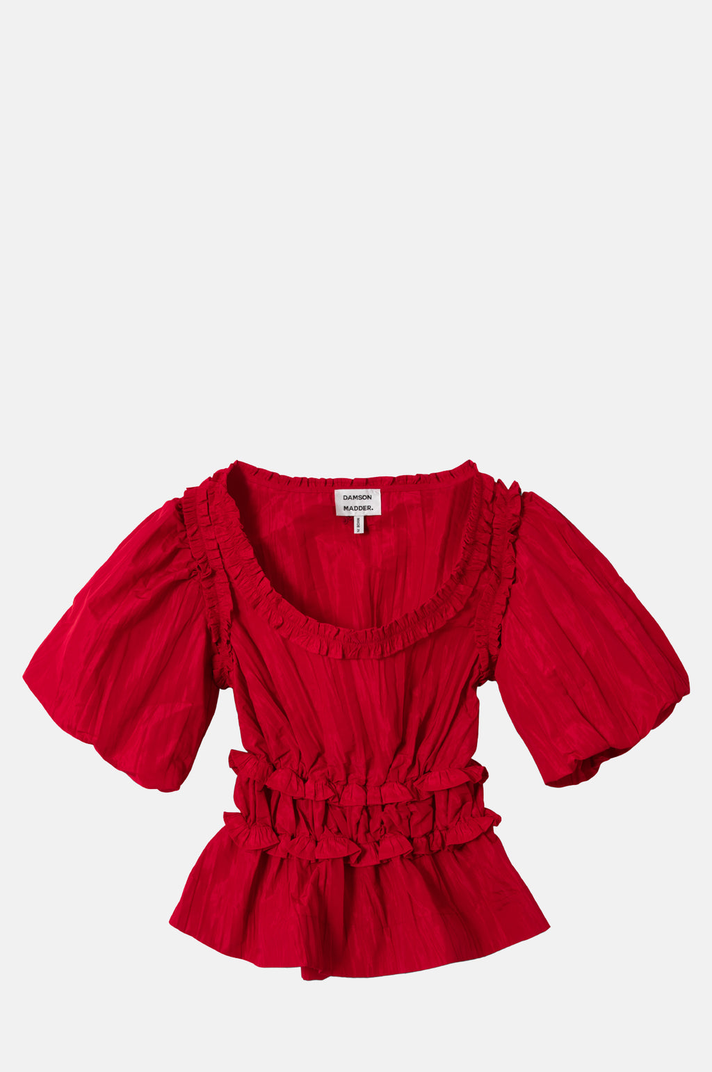 Damson Madder Everly Ruffle Blouse Red Taffeta.