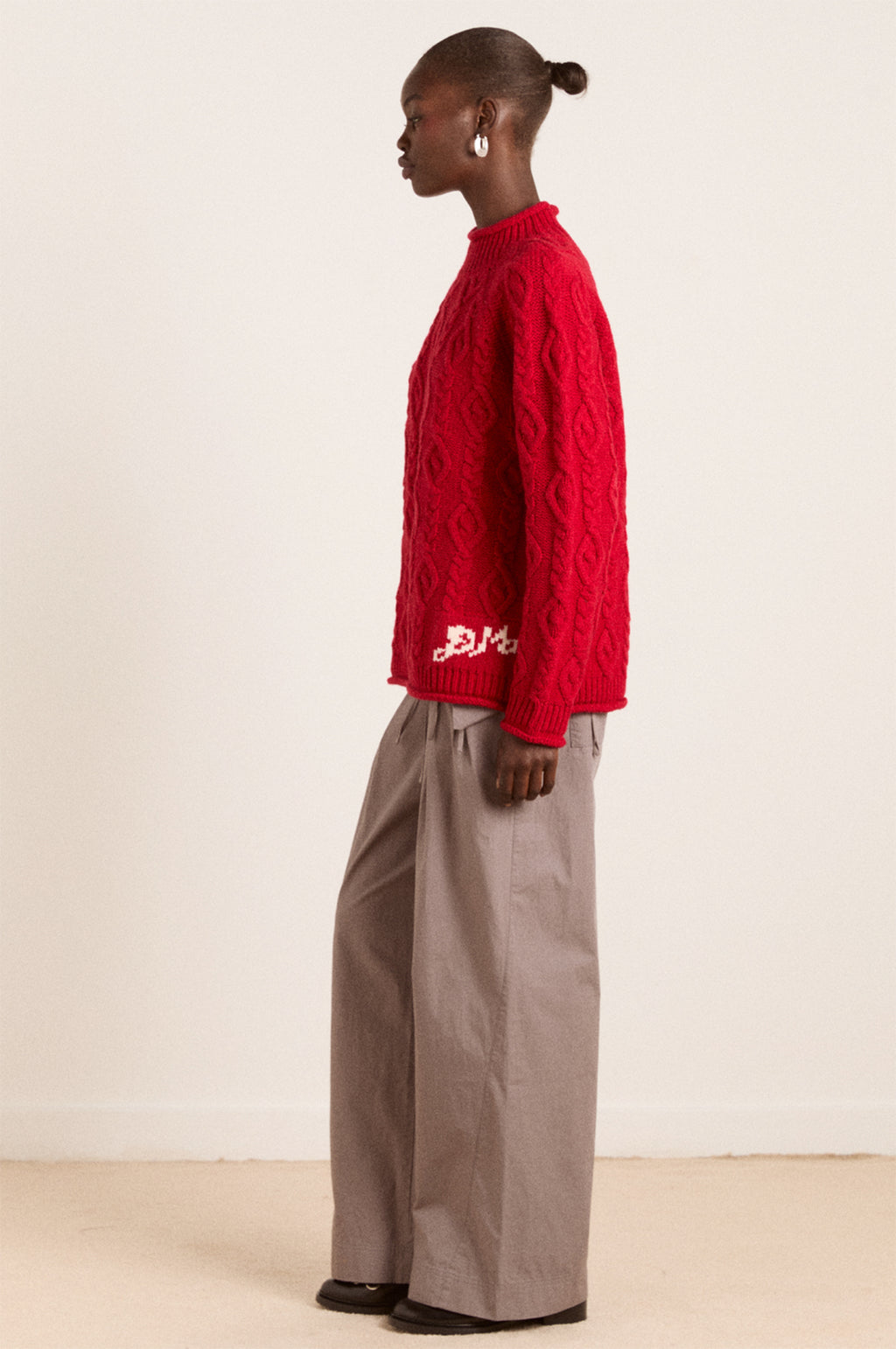 Ffion Stitch Interest Jumper Red