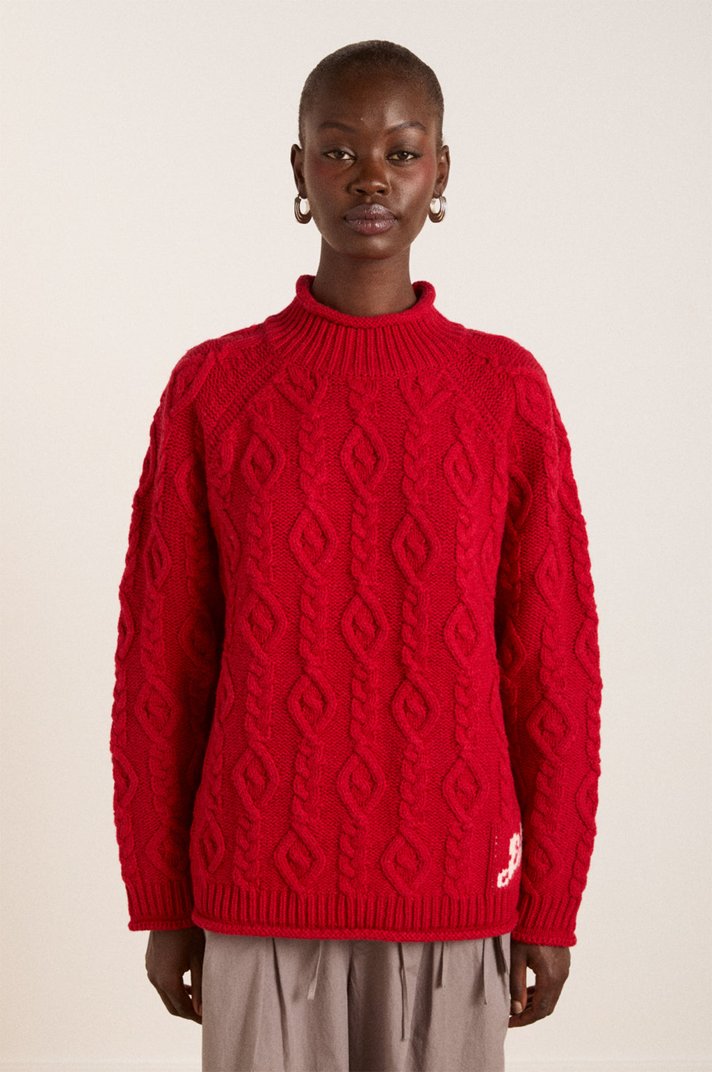 Ffion Stitch Interest Jumper Red