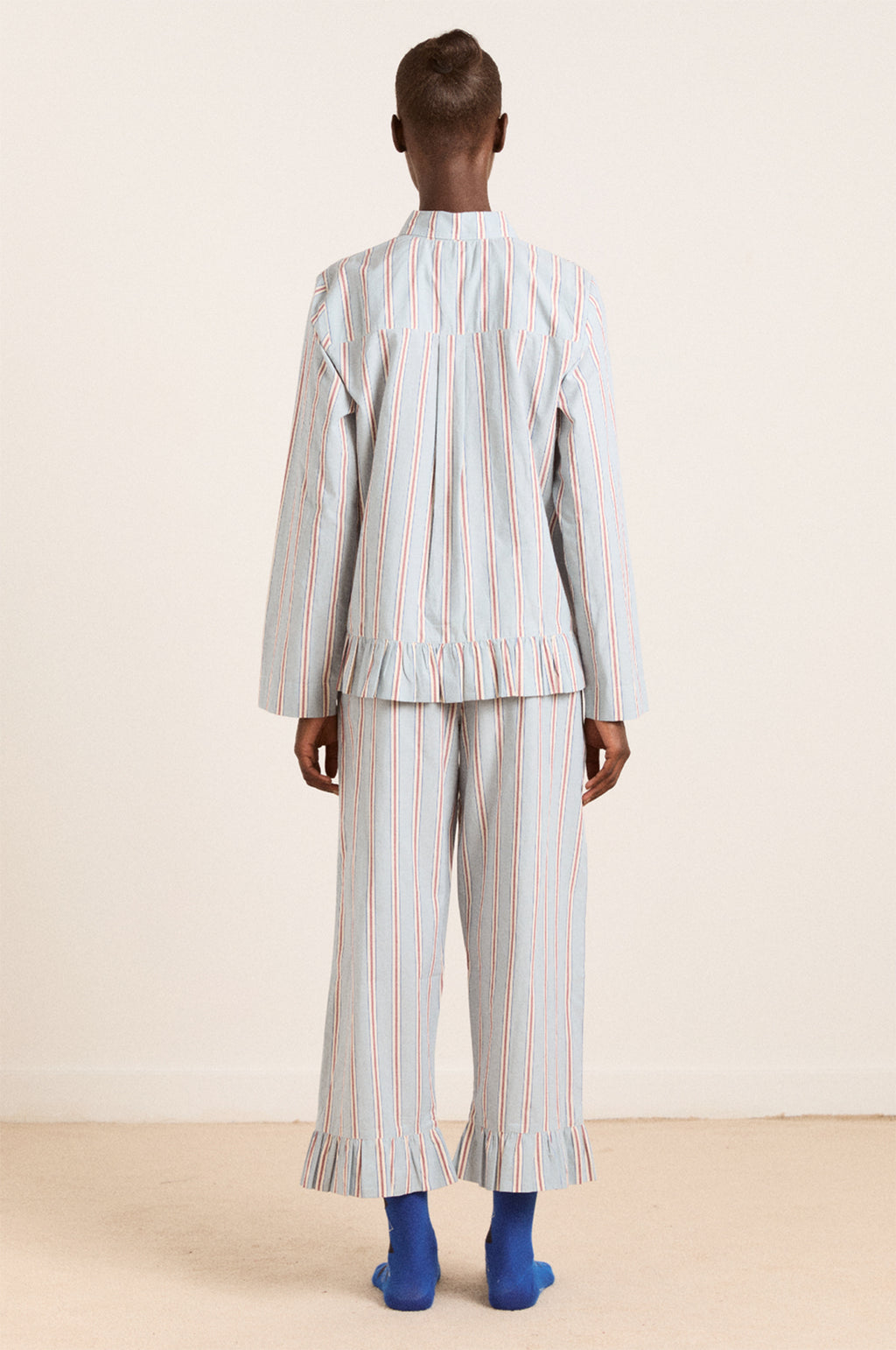 Frill Florie PJ Set Blue/Burg Stripe