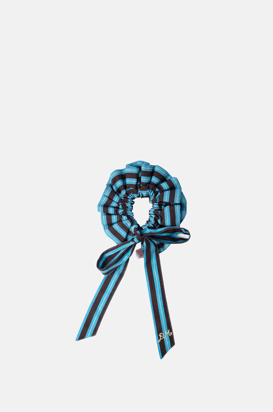 Garter Bun Wrap Blue/Choc Stripe