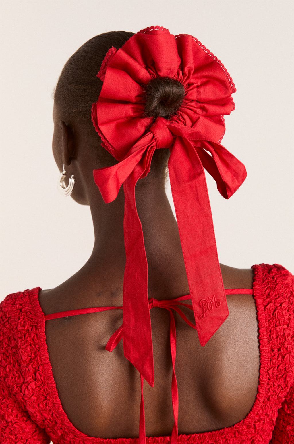 Garter Bun Wrap Red Cotton Satin