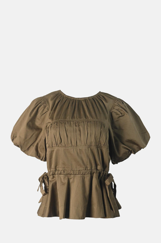 Hadley Blouse Olive Satin