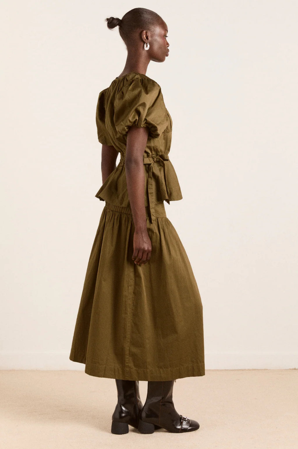 Hadley Blouse Olive Satin