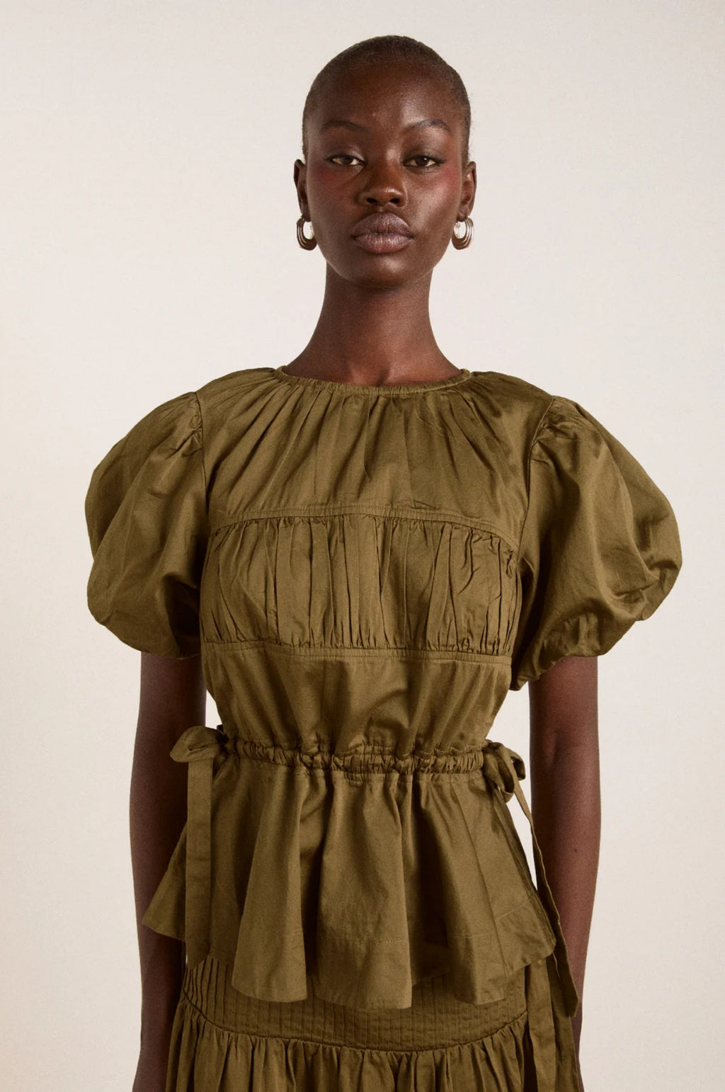 Damson Madder Hadley Blouse Olive Satin.