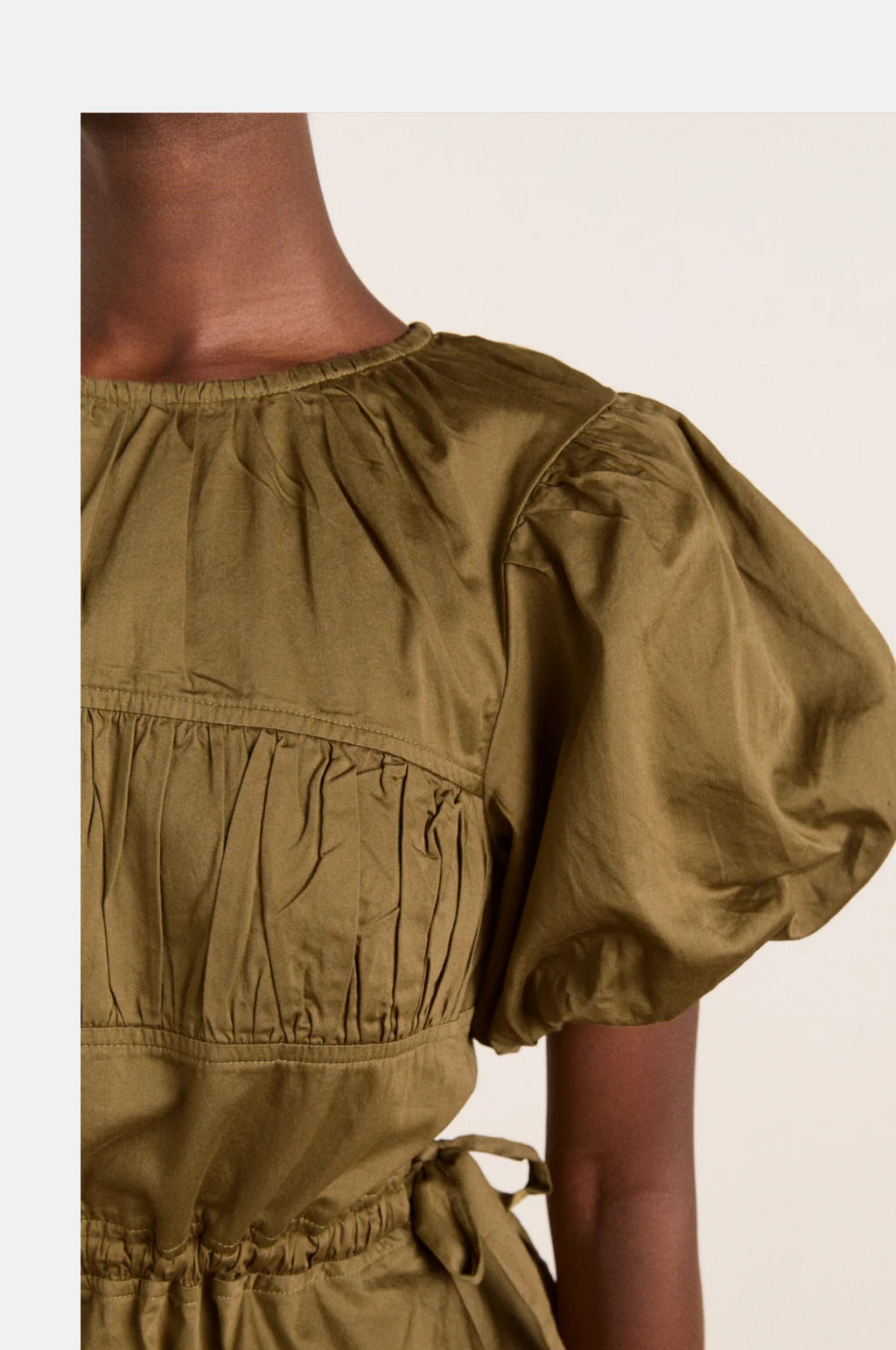 Hadley Blouse Olive Satin