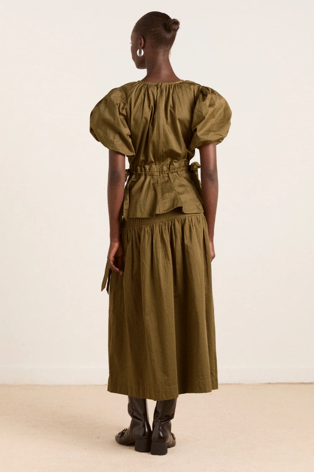 Hadley Blouse Olive Satin