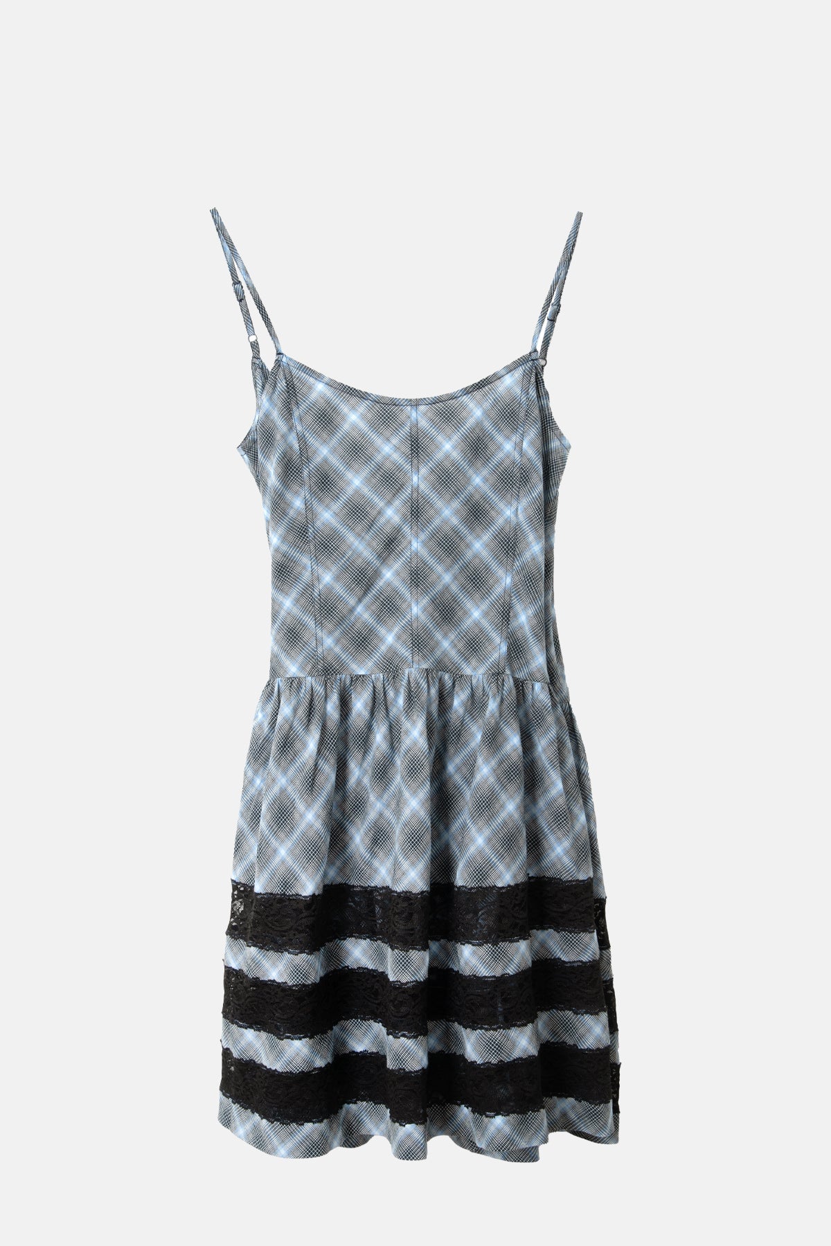 Damson Madder Iggy Lace Insert Midi Dress Blue Pepper Check.
