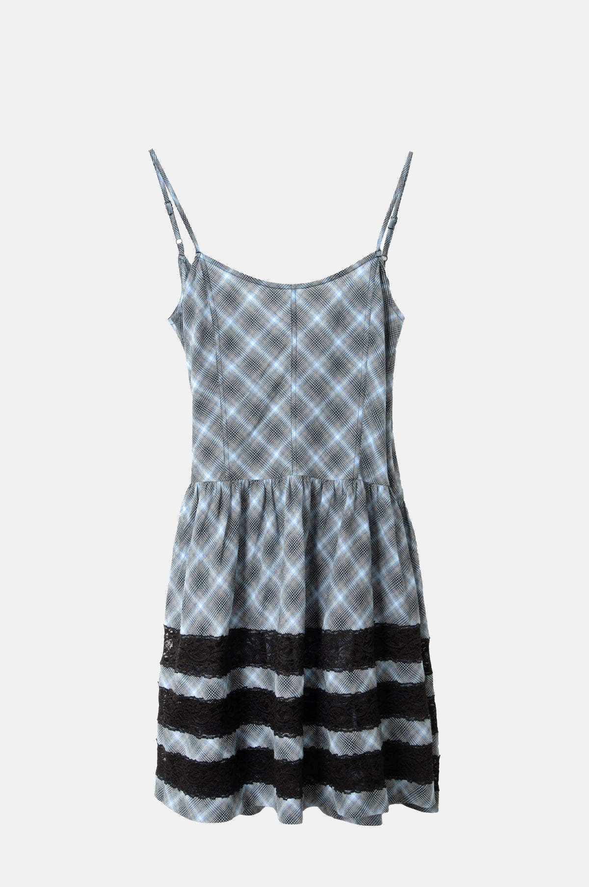 Damson Madder Iggy Lace Insert Midi Dress Blue Pepper Check.