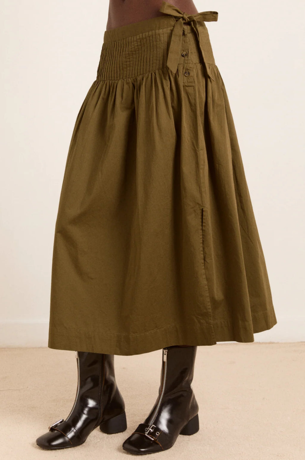 Damson Madder Josie Midi Skirt Olive.