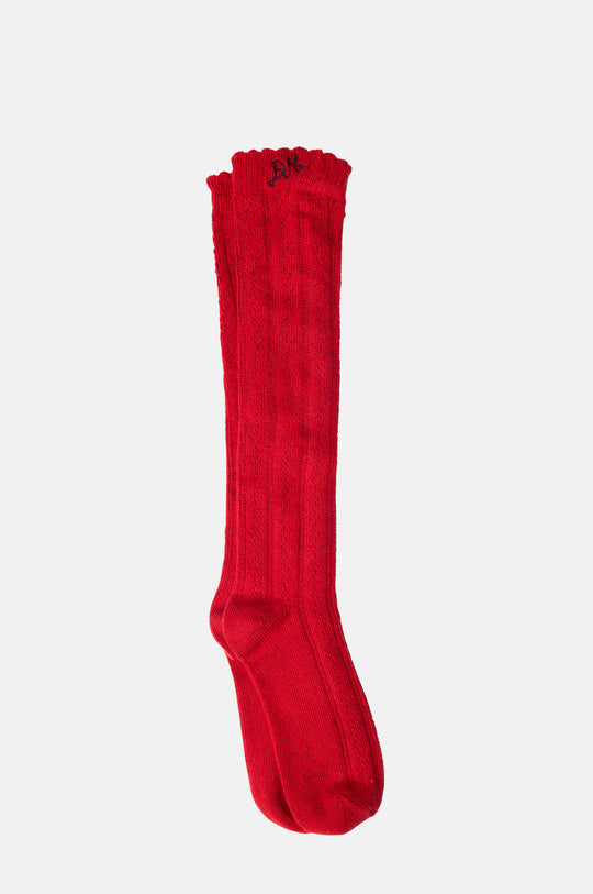 Knee High Pointelle Socks Red