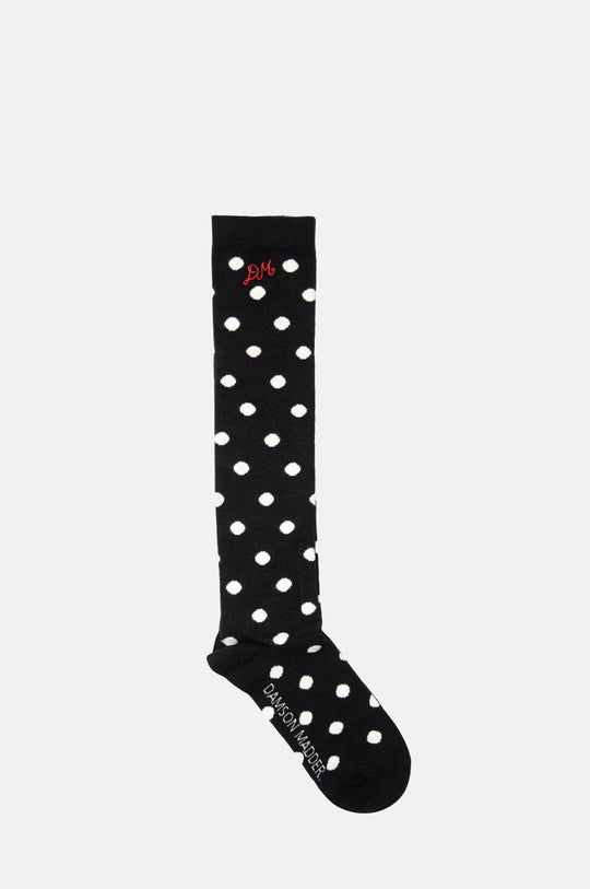 Knee High Polka Dot Socks Black & Cream