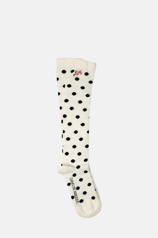 Knee High Polka Dot Socks Cream & Black