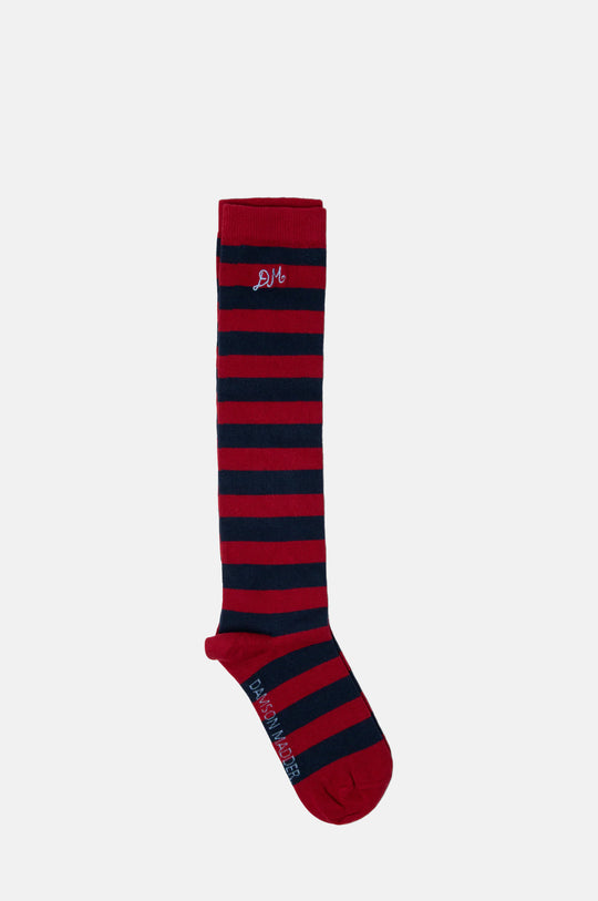 Knee High Stripe Socks Red & Navy