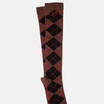 Damson Madder Knee Length Sock Choc Argyle.