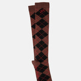Damson Madder Knee Length Sock Choc Argyle.