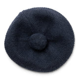 Knitted Pom Pom Beret Navy