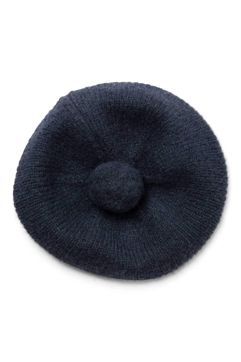 Knitted Pom Pom Beret Navy