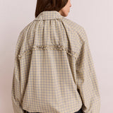 Lailah Lightweight Bomber Oyster Gingham