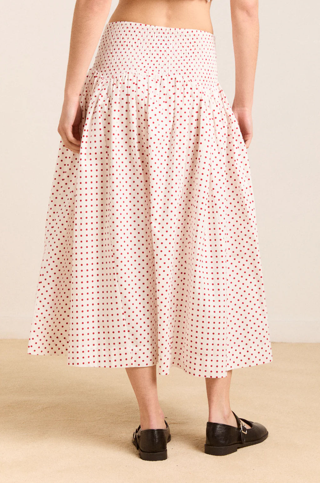 Layla Skirt Off White and Red Spot