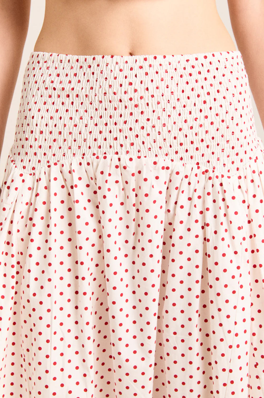 Layla Skirt Off White and Red Spot