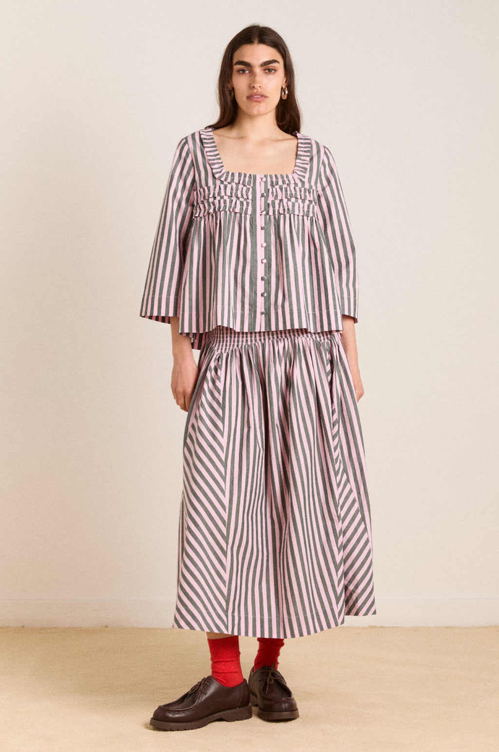 Leilani Blouse Garden Tulle Stripe