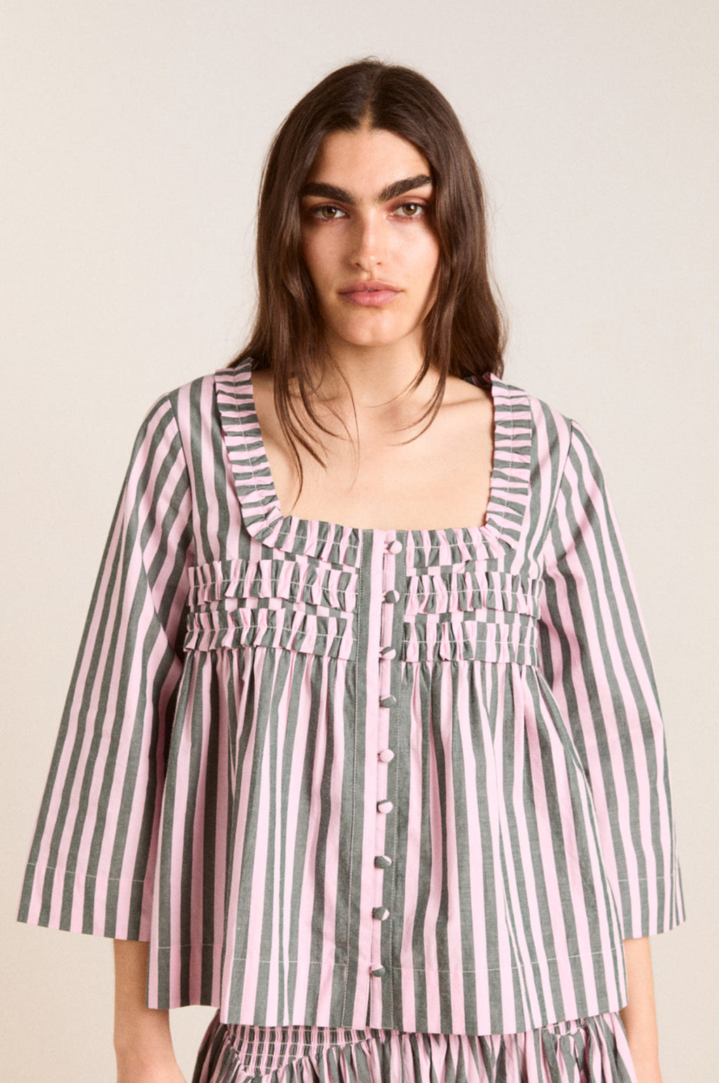 Leilani Blouse Garden Tulle Stripe