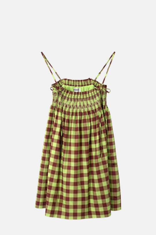 Lilo Mini Dress Choc Avo Gingham