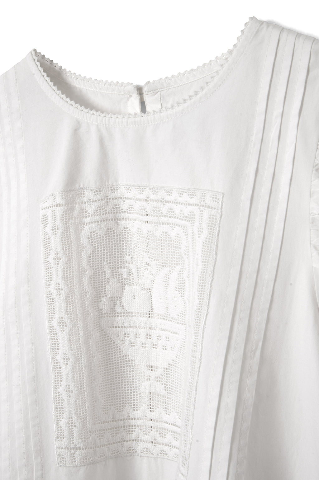 Mabel Lace Insert Blouse Vintage White