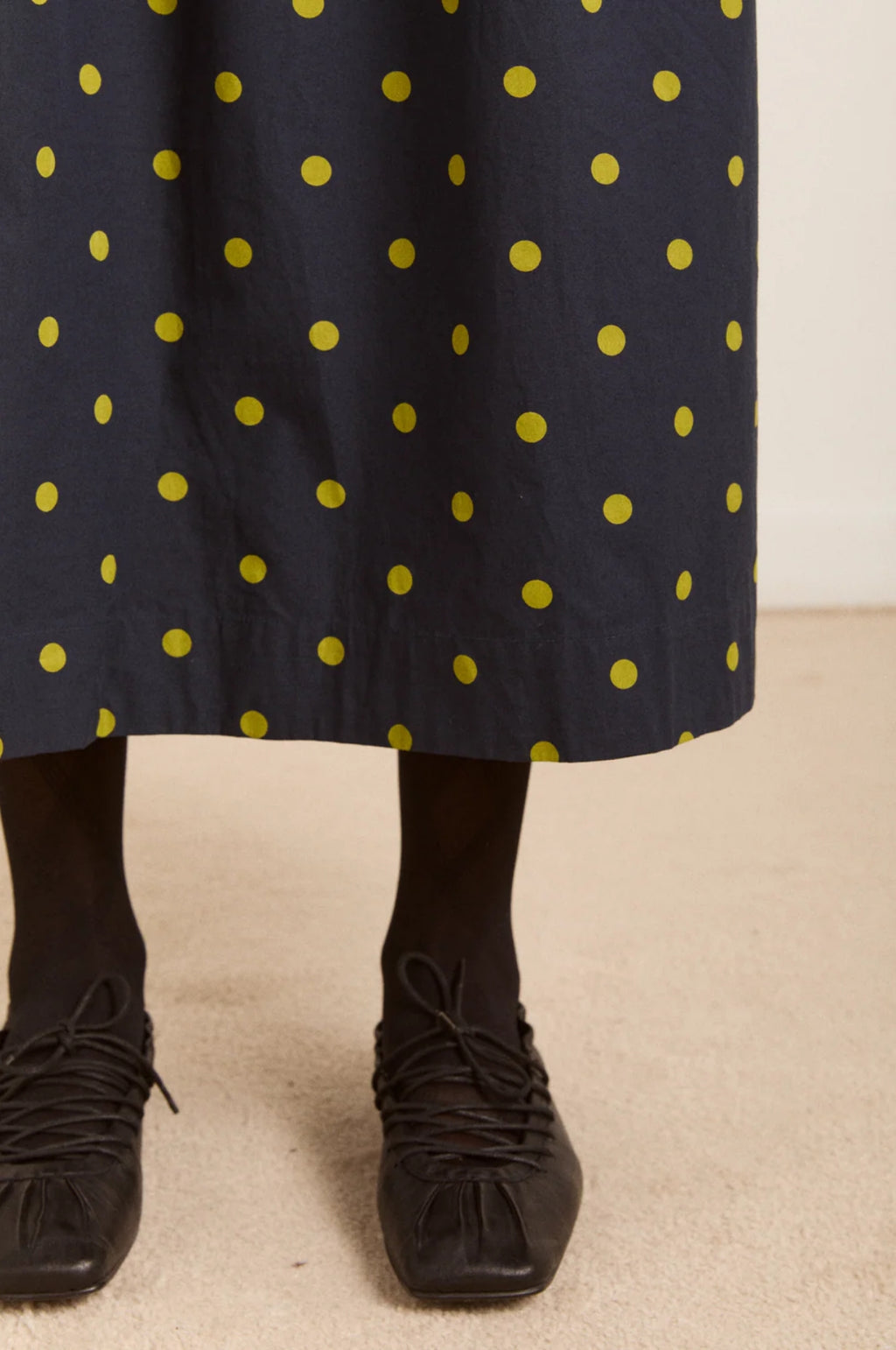 Malinda Super Smocked Midi Dress Navy Olive Spot