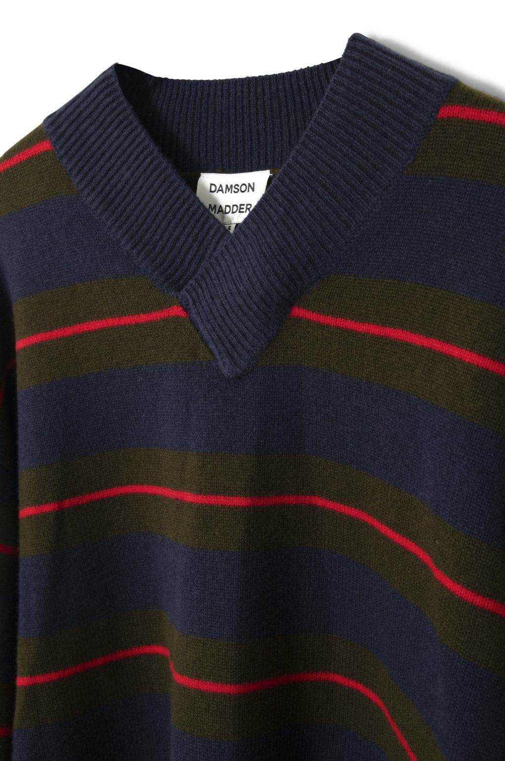 Odette V-Neck Jumper Olive/Navy Stripe